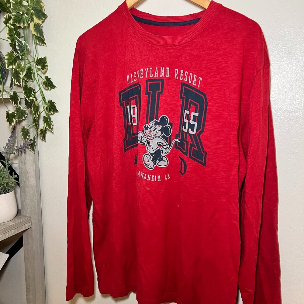 Disney Parks Disneyland Resort 1955 Mickey Mouse Red Long Sleeve Shirt Medium